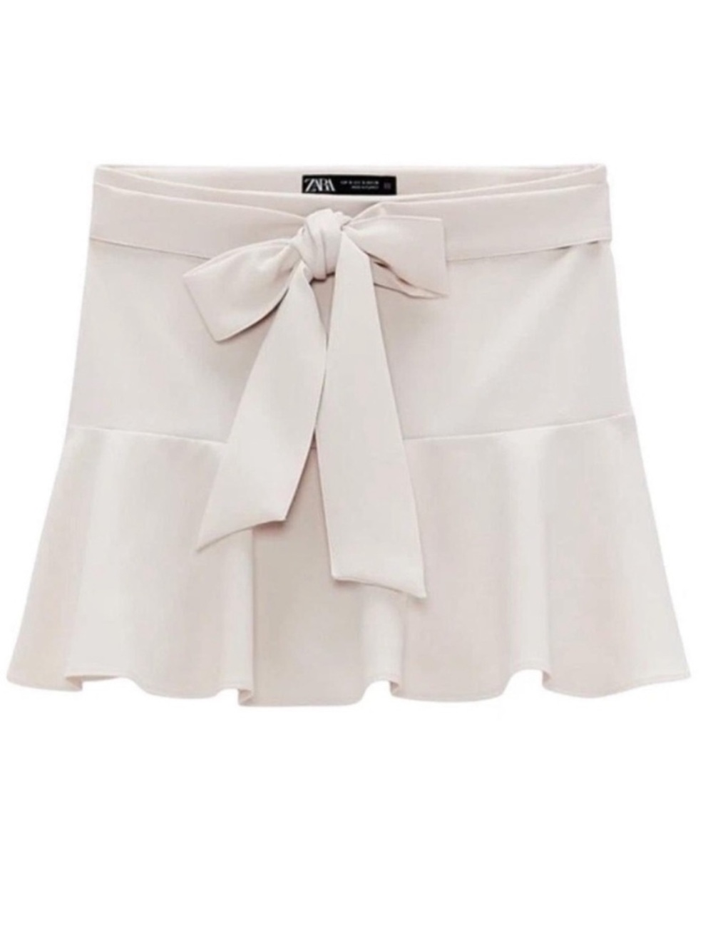 Zara Light Beige Bow-Waist Skort